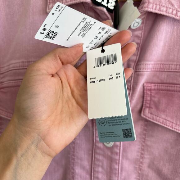 Marc Cain Twill Shirt Denim Shacket Bright Pink Lavender 8 NWT - Picture 6 of 12